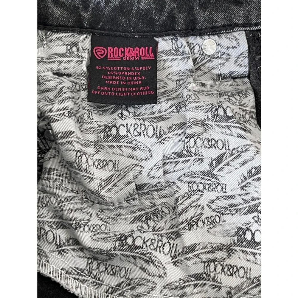 Rock & Roll Denim Bell Bottom Jeans Womens 26 Black Excellent High Rise Flare - Picture 10 of 15